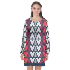 Background Colorful Geometric Unique Long Sleeve Chiffon Shift Dress  by HermanTelo