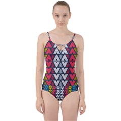 Background Colorful Geometric Unique Cut Out Top Tankini Set