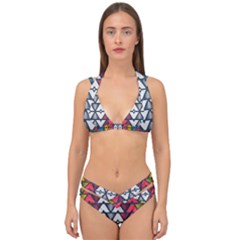 Background Colorful Geometric Unique Double Strap Halter Bikini Set by HermanTelo