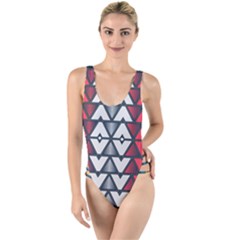 Background Colorful Geometric Unique High Leg Strappy Swimsuit