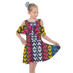 Background Colorful Geometric Unique Kids  Shoulder Cutout Chiffon Dress by HermanTelo