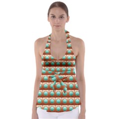 Abstract Circle Square Babydoll Tankini Top