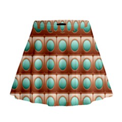 Abstract Circle Square Mini Flare Skirt