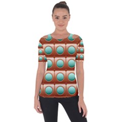 Abstract Circle Square Shoulder Cut Out Short Sleeve Top by HermanTelo