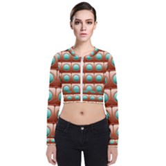 Abstract Circle Square Long Sleeve Zip Up Bomber Jacket