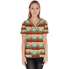 Abstract Circle Square Women s V-neck Scrub Top