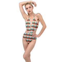 Abstract Circle Square Plunging Cut Out Swimsuit