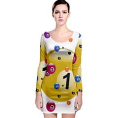 Billiard Ball Ball Game Long Sleeve Bodycon Dress