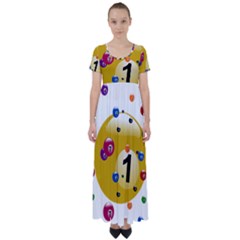 Billiard Ball Ball Game High Waist Short Sleeve Maxi Dress