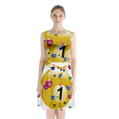 Billiard Ball Ball Game Sleeveless Waist Tie Chiffon Dress