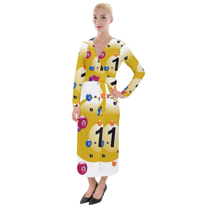 Billiard Ball Ball Game Velvet Maxi Wrap Dress