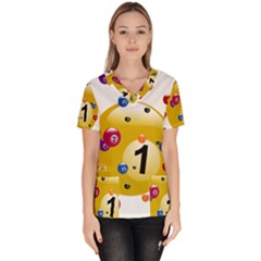 Billiard Ball Ball Game Women s V-neck Scrub Top