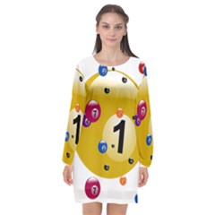 Billiard Ball Ball Game Long Sleeve Chiffon Shift Dress  by HermanTelo