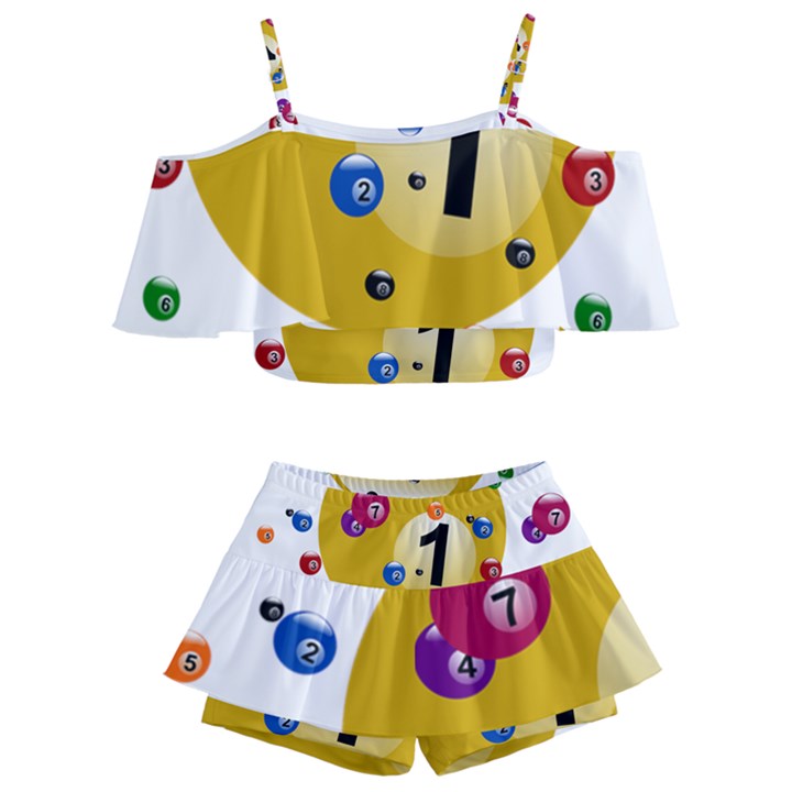 Billiard Ball Ball Game Kids  Off Shoulder Skirt Bikini