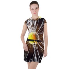 Abstract Exploding Design Drawstring Hooded Dress