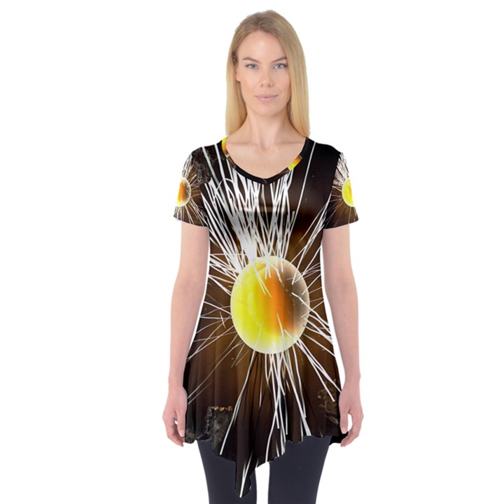 Abstract Exploding Design Short Sleeve Tunic 