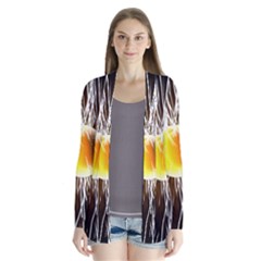 Abstract Exploding Design Drape Collar Cardigan