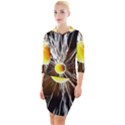 Abstract Exploding Design Quarter Sleeve Hood Bodycon Dress View1