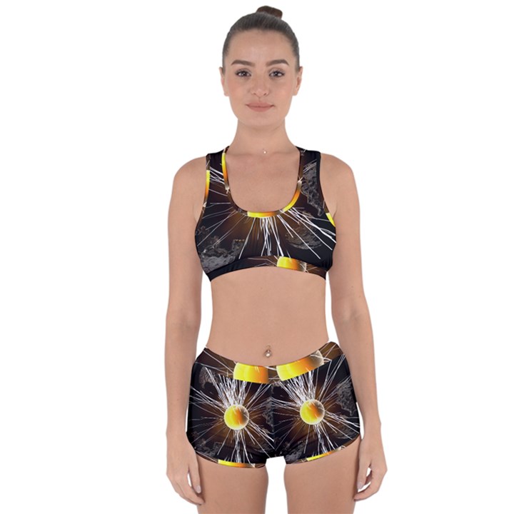 Abstract Exploding Design Racerback Boyleg Bikini Set