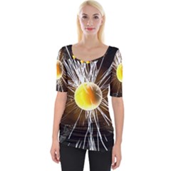 Abstract Exploding Design Wide Neckline Tee