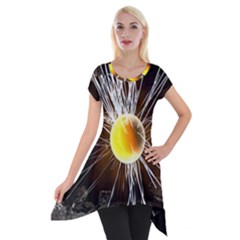 Abstract Exploding Design Short Sleeve Side Drop Tunic