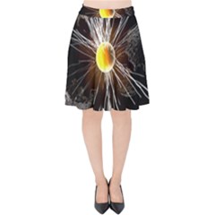 Abstract Exploding Design Velvet High Waist Skirt