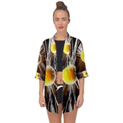 Abstract Exploding Design Open Front Chiffon Kimono