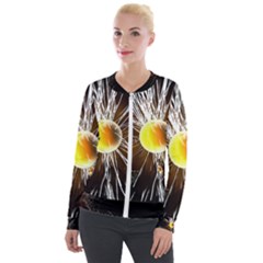 Abstract Exploding Design Velour Zip Up Jacket by HermanTelo