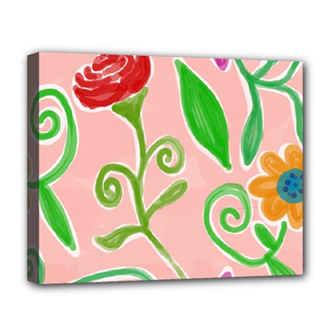 Background Colorful Floral Flowers Deluxe Canvas 20  X 16  (stretched)