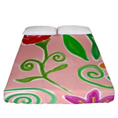 Background Colorful Floral Flowers Fitted Sheet (california King Size)