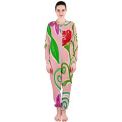 Background Colorful Floral Flowers Onepiece Jumpsuit (ladies) 