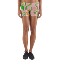 Background Colorful Floral Flowers Yoga Shorts