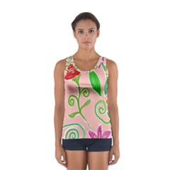 Background Colorful Floral Flowers Sport Tank Top 