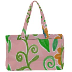 Background Colorful Floral Flowers Canvas Work Bag