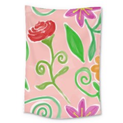 Background Colorful Floral Flowers Large Tapestry