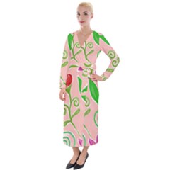 Background Colorful Floral Flowers Velvet Maxi Wrap Dress