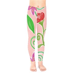 Background Colorful Floral Flowers Kids  Legging