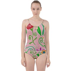 Background Colorful Floral Flowers Cut Out Top Tankini Set