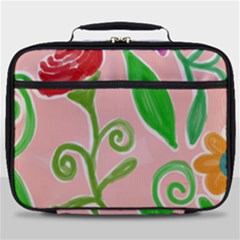 Background Colorful Floral Flowers Full Print Lunch Bag