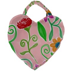 Background Colorful Floral Flowers Giant Heart Shaped Tote by HermanTelo