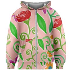 Background Colorful Floral Flowers Kids  Zipper Hoodie Without Drawstring