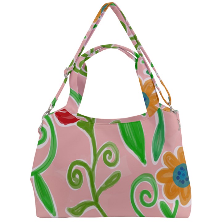 Background Colorful Floral Flowers Double Compartment Shoulder Bag