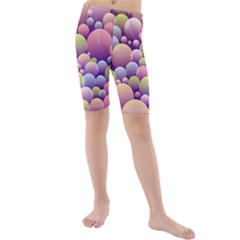 Abstract Background Circle Bubbles Kids  Mid Length Swim Shorts