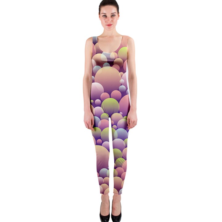 Abstract Background Circle Bubbles One Piece Catsuit