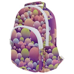 Abstract Background Circle Bubbles Rounded Multi Pocket Backpack