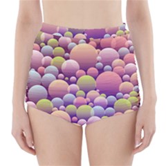 Abstract Background Circle Bubbles High-waisted Bikini Bottoms