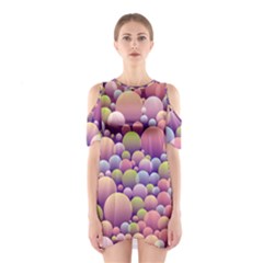 Abstract Background Circle Bubbles Shoulder Cutout One Piece Dress