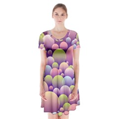 Abstract Background Circle Bubbles Short Sleeve V-neck Flare Dress by HermanTelo