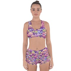 Abstract Background Circle Bubbles Racerback Boyleg Bikini Set