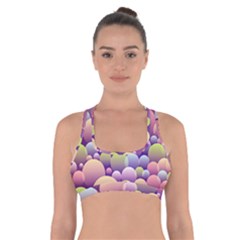 Abstract Background Circle Bubbles Cross Back Sports Bra